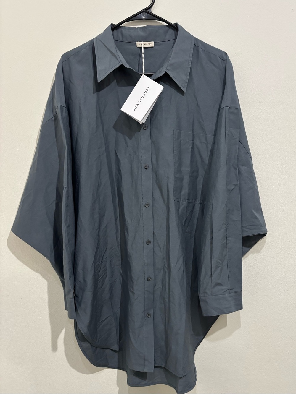 NWT Silk Laundry Cotton Silk Round Shirt Size M